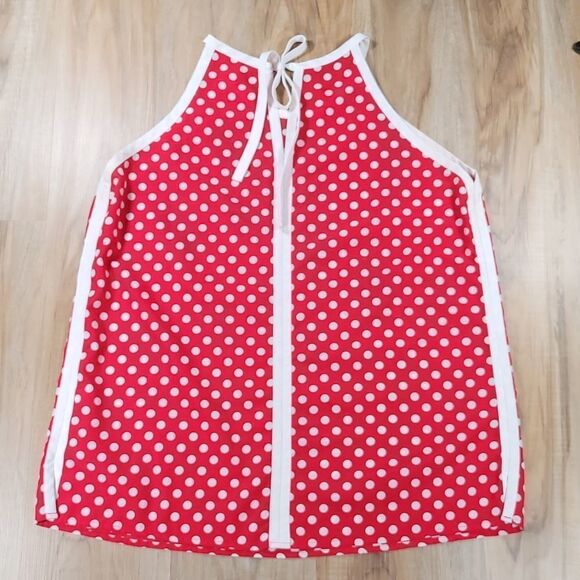 🔺️Charming Charlie Red Polka Dot Print Sleeveless Top Large - Picture 2 of 12
